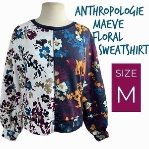 Anthropologie Maeve Floral Sweatshirt - Navy, White, Mustard, Teal, Plum